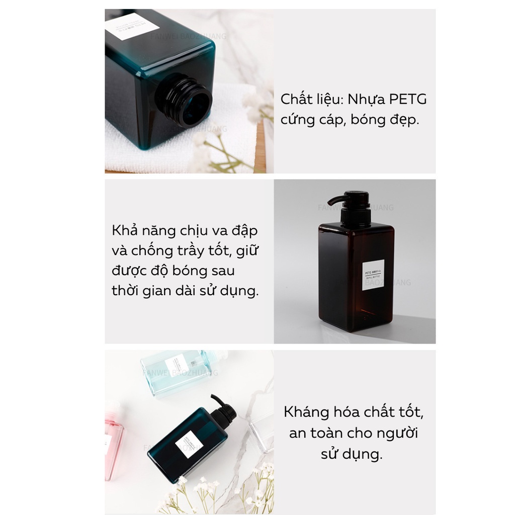 Chai chiết mỹ phẩm, dầu gội, sữa tắm, lotion màu mới sang trọng