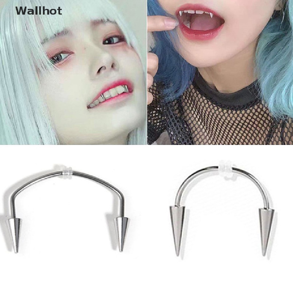 1 Khuyên Xỏ Môi Bằng Thép Titan Hình Răng Cây Ma Cà Rồng Fangs Phong Cách Punk
