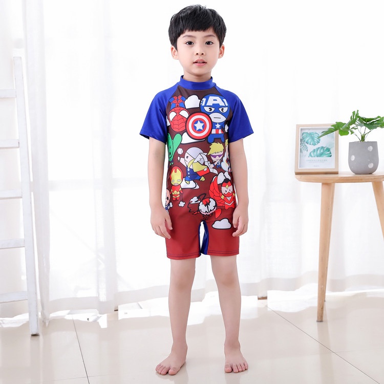 Bộ Đồ Bơi Một Mảnh In Họa Tiết Hoạt Hình Siêu Anh Hùng Cho Bé Trai Gái 3-12 Tuổi