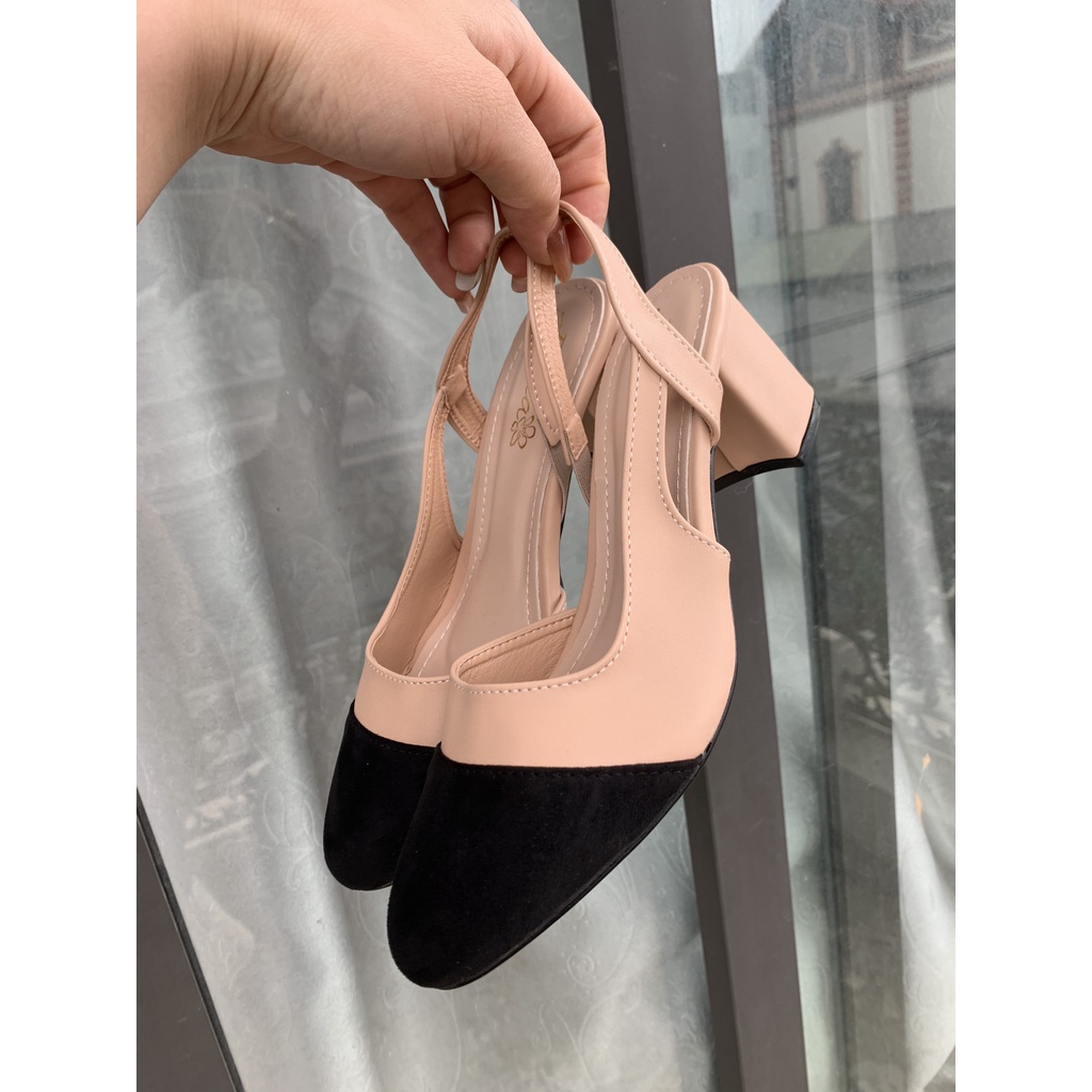 Giày Búp Bê Sandal Nữ Đen Bít Mũi tròn Gót Vuông Bệt 5 cm Đế Bằng Thời Trang Hàn Quốc Đẹp Cao Cấp