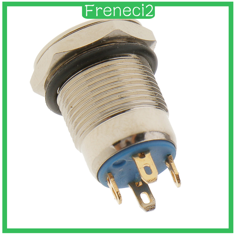 Nút Nhấn On / Off Tích Hợp Đèn Led Xanh Dương 12v Bằng Thép Không Gỉ 12mm