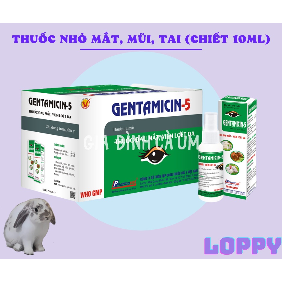Nhỏ tai, mắt. mũi, viêm loét da dành cho thỏ/ chó mèo/ các loại thú