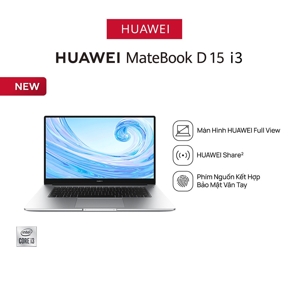 Máy Tính Xách Tay Huawei Matebook D15 (8GB/256GB) | Màn Hình Fullview | Phím Nguồn Kết Hợp Bảo Mật
