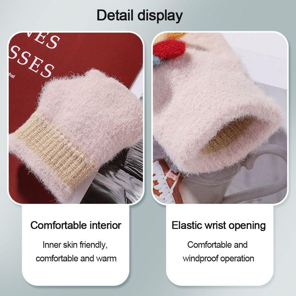 Găng Tay Lông Cừu Dày Dặn Ấm Áp Xinh Xắn Cho Bé Trai Gái