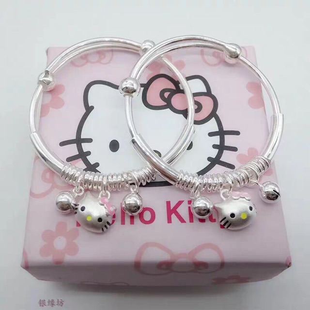 Vòng Bạc cho bé trai và bé gái, mặt mèo hello kitty, mặt mèo đôremon_ quà tặng sinh nhật, đầy tháng