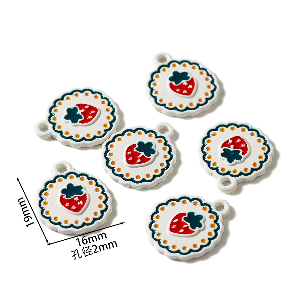 Bộ 5 / 10 Mặt Dây Chuyền Hình Gấu Và Dâu Tây Phun Sơn Dầu Bằng Hợp Kim