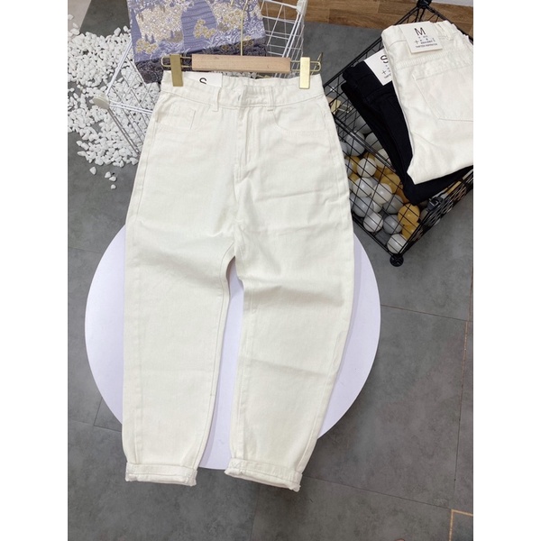 QUẦN BAGGY THÔ JEANS ĐEN TRẮNG BASIC MS16782