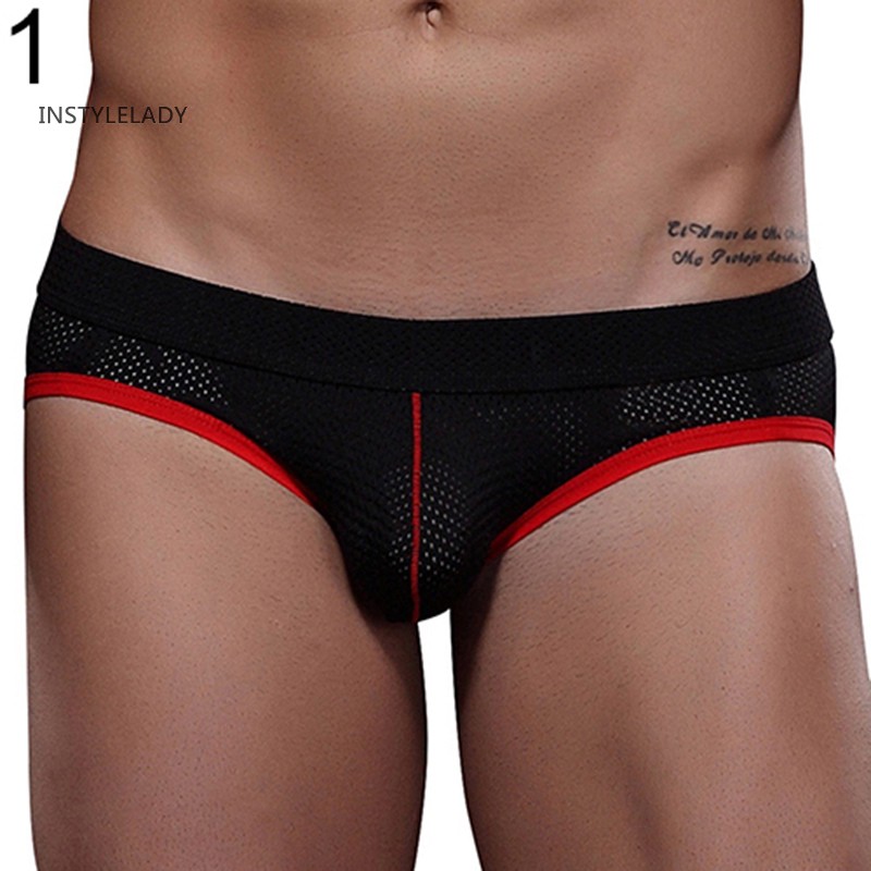 ✌ly Men Sexy Breathable Mesh Holes Thongs Underwear Jockstrap Erotic Underpants Briefs