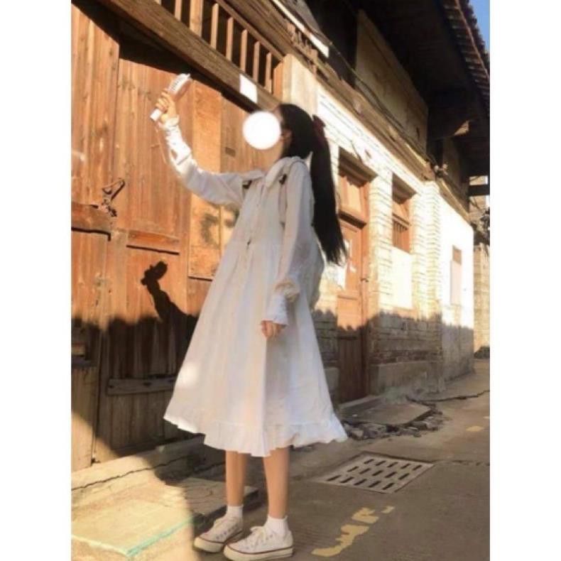 Váy BabyDoll Trắng Đầm Suông Cổ Tròn Form Rộng Phong Cách Hàn Quốc !