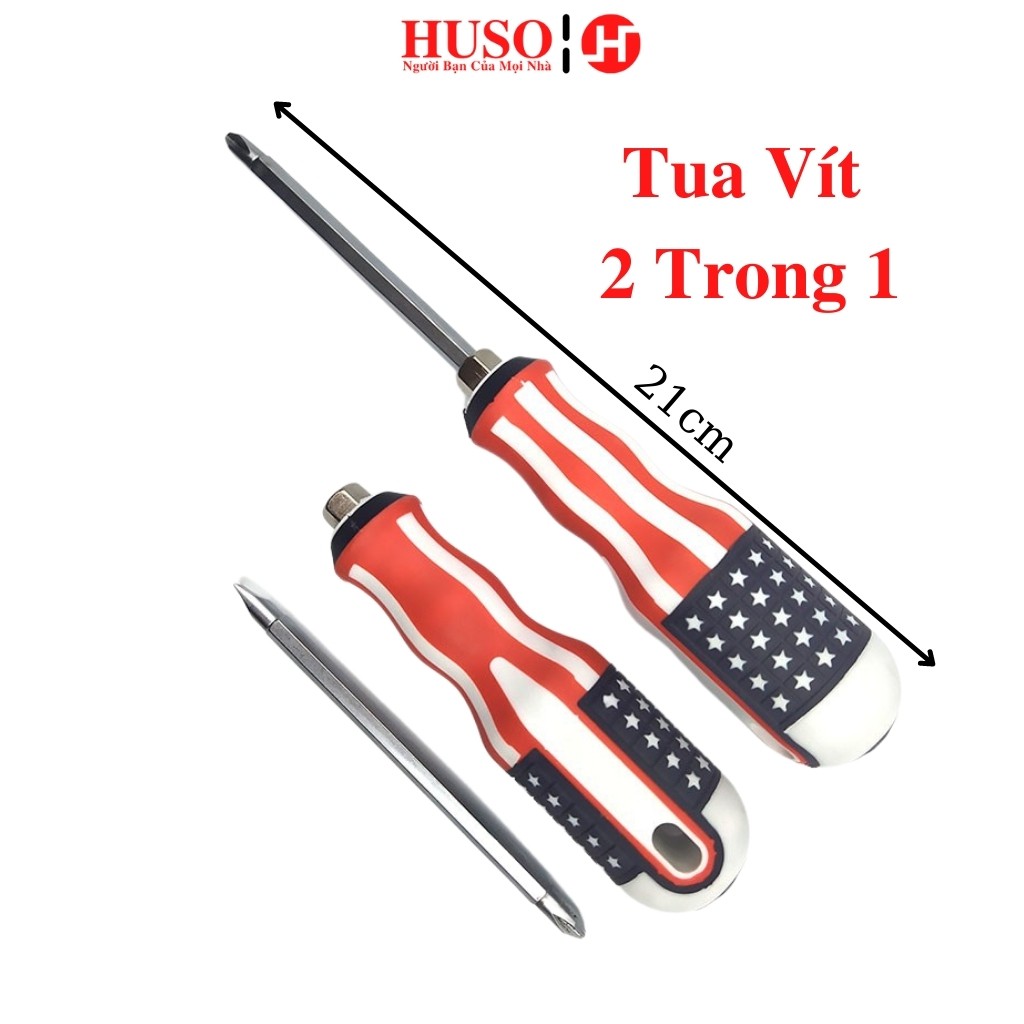 Tô Vít - Tua Vít Cán Cờ Mỹ Hai Đầu Tháo Rút  2 trong 1- HUSO