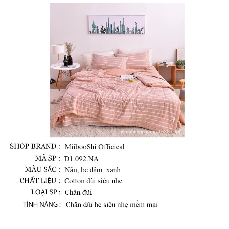 Chăn hè thu văn phòng Muji kẻ chất cotton đũi siêu mềm hàng xuất nhật cao cấp MiibooShi D1.092.NA