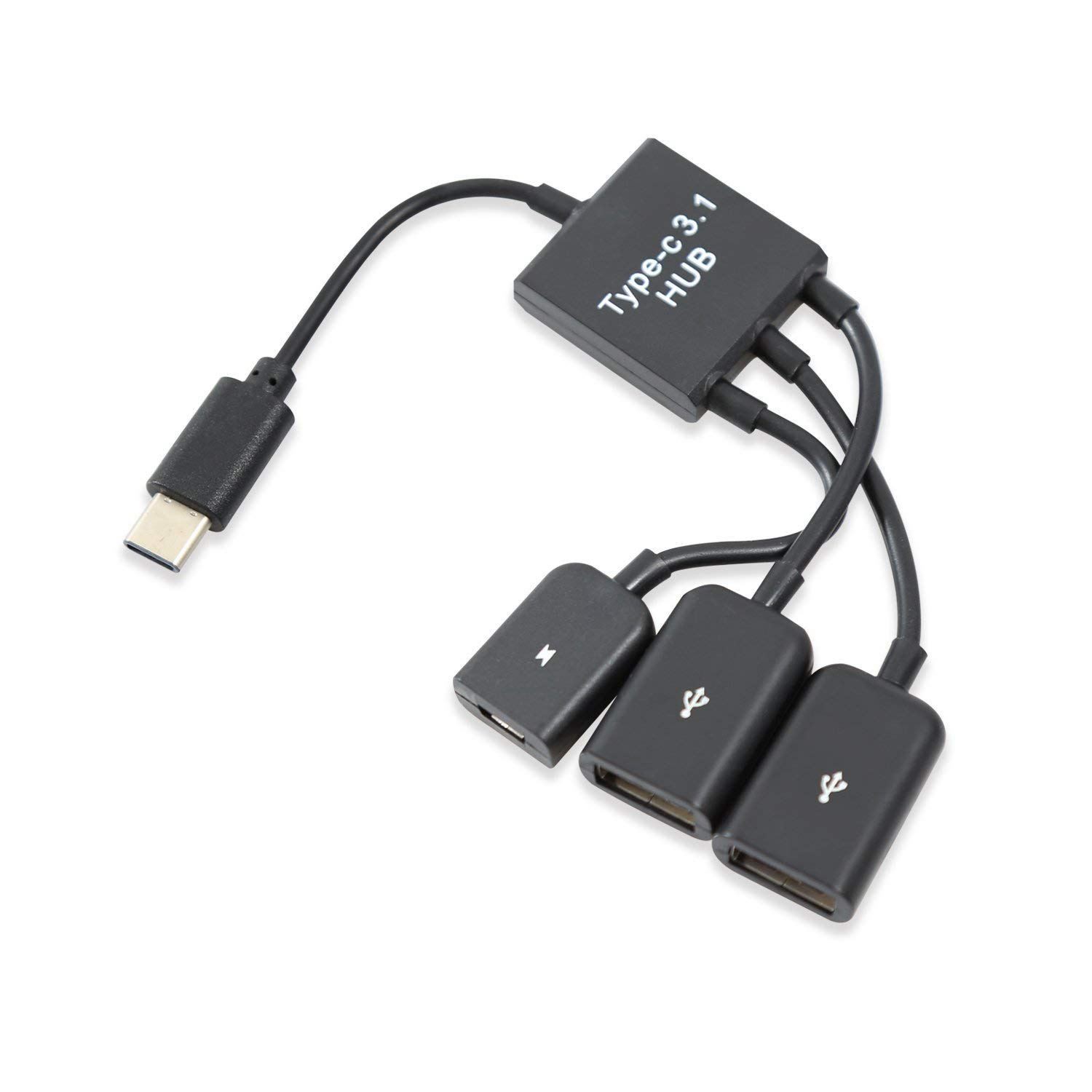 Usb 3.1 Loại C Male To 2 Dual Usb A 2.0 Female + Micro-Usb Female Hub 3 Trong 1