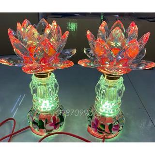 Đèn Thờ Pha Lê 62 (Cặp) Đổi Màu Tiết Kiệm Điện