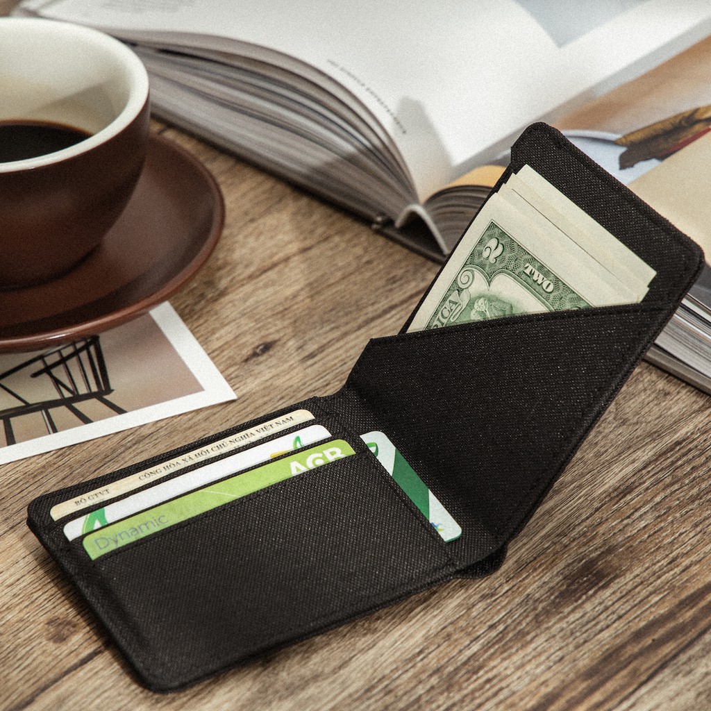 [Mã LT50 giảm 50k đơn 250k] Ví Vải Ngang RECKLESS Gary Wallet ( Thiết Kế Chéo, Ngăn Rút Tiền Nhanh ) - Màu Đen