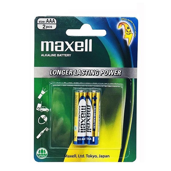 Pin Đũa AAA Maxell Alkaline LR03 vỉ 2 viên CHÍNH HÃNG (xanh)