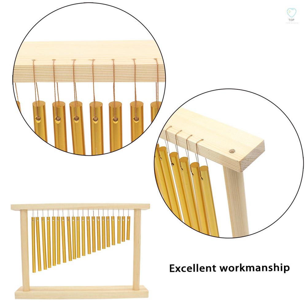 Chuông Gió 20-Tone Để Bàn Với Giá Đỡ Bằng Gỗ