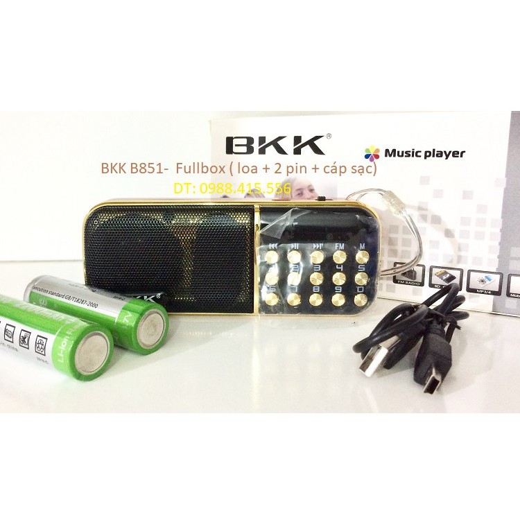 Loa Nghe Thẻ NHớ FM BKK B851 Có 2 Pin siêu Khũng (giá tốt)