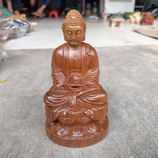 Tượng Phật A di đà - Phật Mini Để Ô Tô - Gỗ Bách Xanh - Cao 16cm