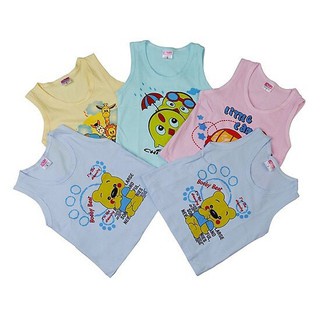 Áo sơ sinh ba lỗ màu in hình cho bé từ sơ sinh đến 19kg