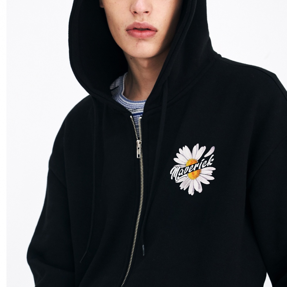 Áo khoác hoodie zip dây khóa kéo hoa cúc style Nhật Bản MVR vải dầy dặn chống nắng MVR25022104