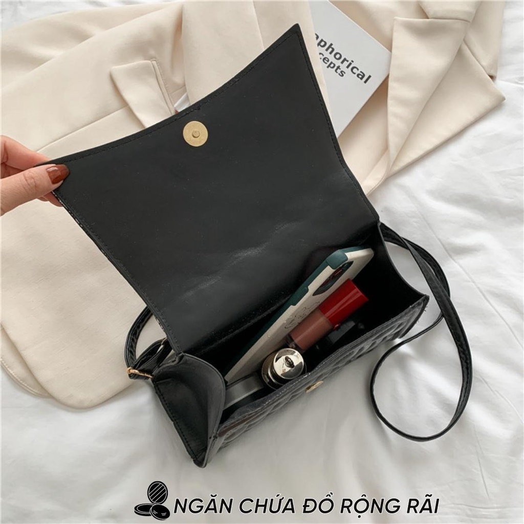 Túi xách nữ đeo chéo da PU form đẹp dập vân mix nơ bánh bèo thời trang Hàn Quốc TX7