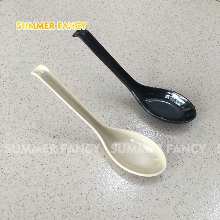 Muỗng 16.5cm melamine phíp cao cấp đen, trắng  muỗng súp canh Spoon soup F-NO17
