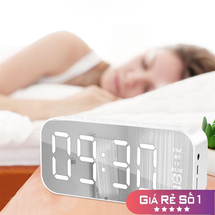 Loa Bluetooth Di Động A18 Mặt Gương Tích Hợp Đồng Hồ Báo Thức, Có Khe Cắm Thẻ Nhớ