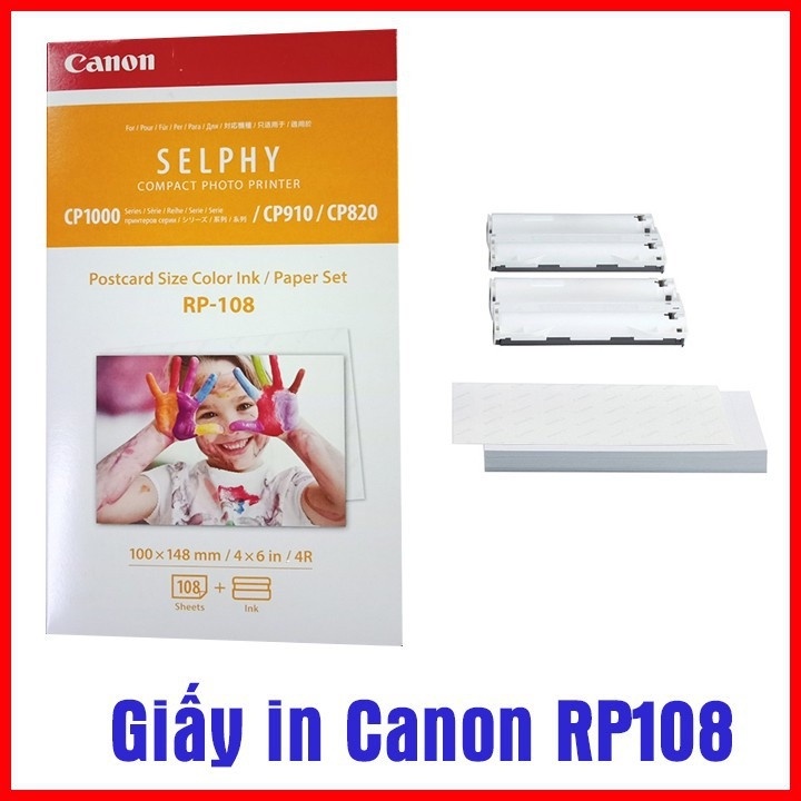 Hộp giấy nhiệt bao gồm film RP-108 dùng cho máy in Shelphy Canon- Hàng Chính Hãng