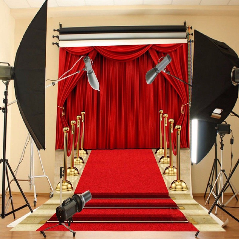Phông nền chụp ảnh studio vinyl hình thảm đỏ sân khấu kích thước 5x7FT