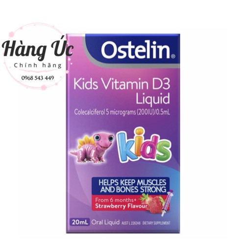 [Mã MKBC245 giảm 8% đơn 400K] Vitamin D3 liquid Ostelin 20ml - Vitamin D3 Drop 2,4ml Bổ Sung Vitamin D Cho Trẻ