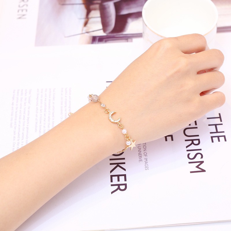 Vòng tay đính đá/ ngọc trai nhân tạo dễ thương dành cho nữ