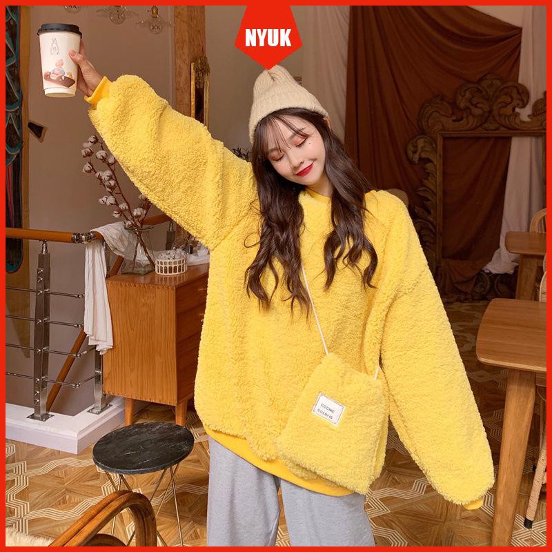 Áo Khoác Len Lông Cừu Dày Dáng Rộng Kiểu Hàn Quốc Dễ Phối Đồ | BigBuy360 - bigbuy360.vn