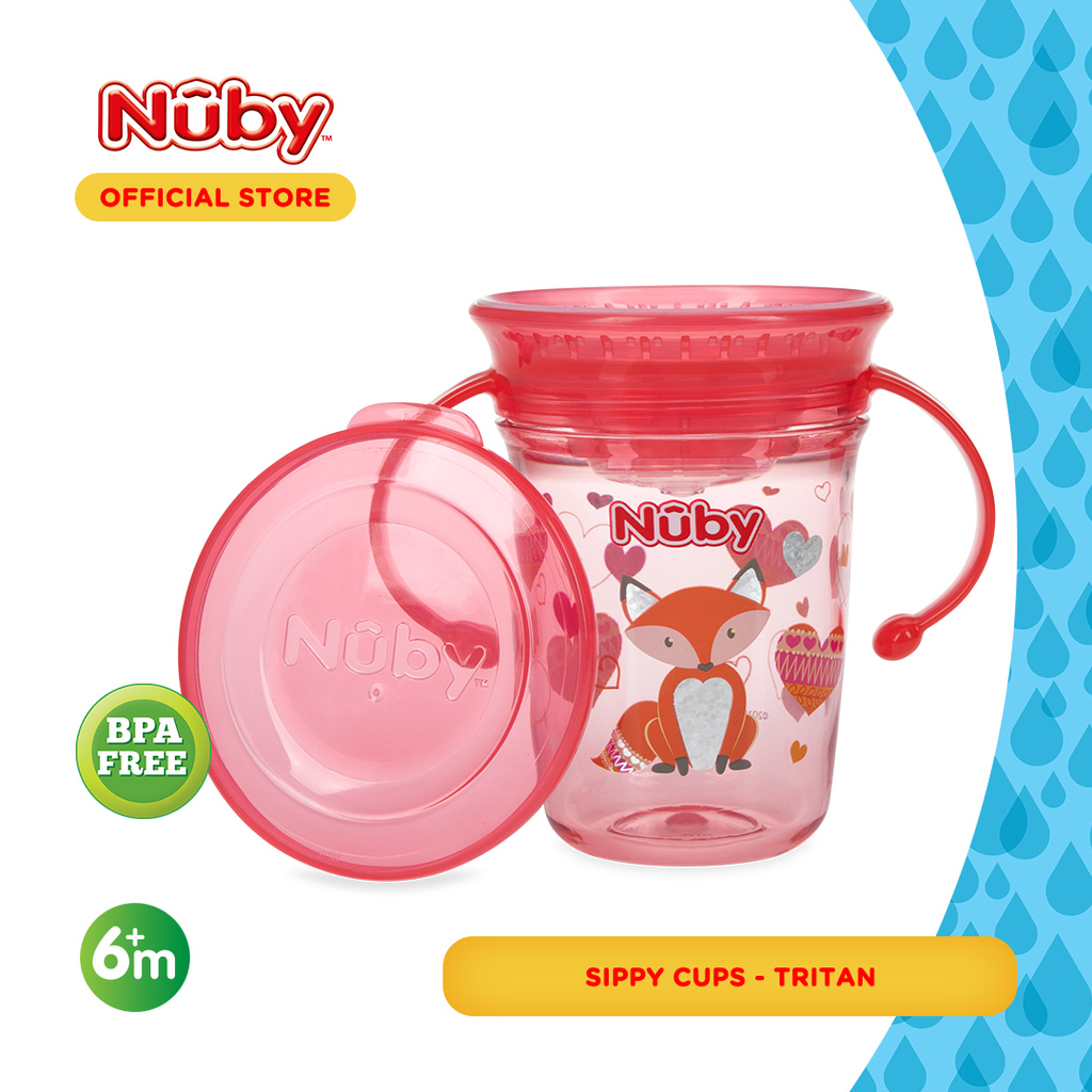 Nuby Bình Nước Thủy Tinh In Hình Cáo Xinh Xắn Cho Bé Kính