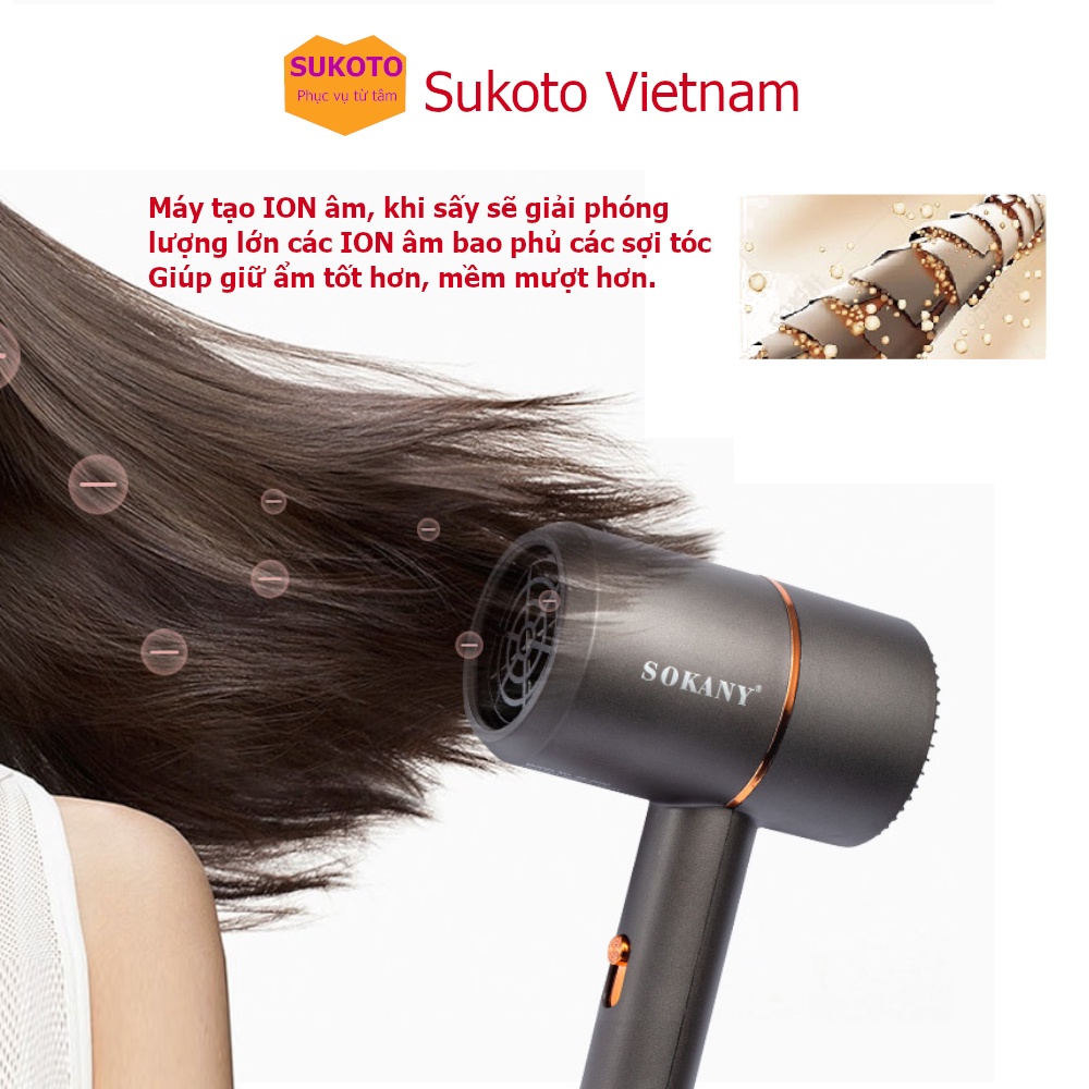 Máy sấy tóc SOKANY - Công suất lớn, ion âm chống khô tóc - Lỗi 1 đổi 1