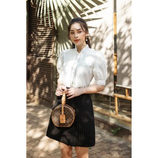Áo cotton lụa bèo dập ly phối ren -hbsm881