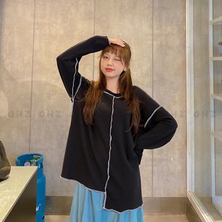 HILOW TOP ( áo dài tay lệch tà chỉ ngược thú vị )