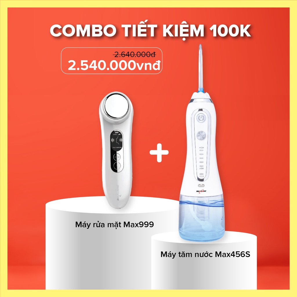 [Combo giảm 100k] Máy tăm nước cầm tay làm sạch răng Maxcare Max456S + Máy đẩy tinh chất Maxcare Max888 (Ưu đãi tháng 7)