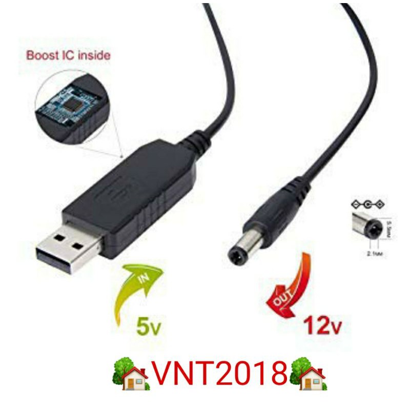 Dây chuyển đổi nguồn từ USB 5V sang 12V