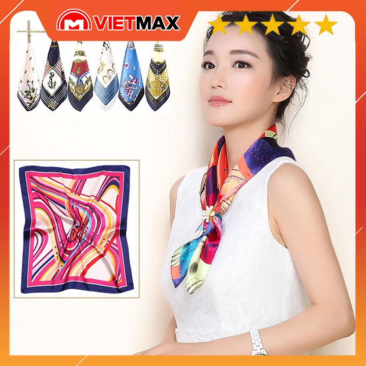 Khăn Turban Headband Bandana Lụa Satin 50x50 cm Vintage Phong Cách Cho Nữ ( Khăn Vuông )