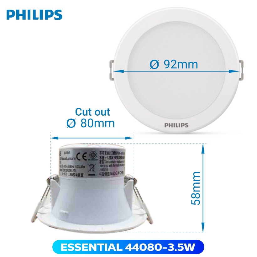 Đèn LED downlight âm trần Philips Essential dòng 4408x