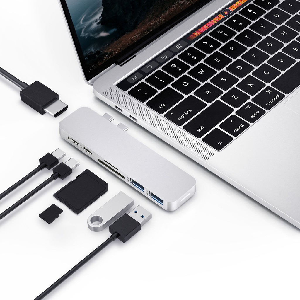 [Cho Macbook Pro/ Air] USB-C Hub Cổng Chuyển HyperDrive Duo 7-in-2 GN28B - Follow HIBUCENTER Giảm 5%