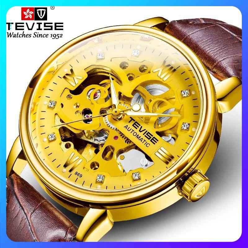 [ Freesh[HOT] ĐỒNG HỒ NAM AUTOMATIC HIỆU TEVISE CHÍNH HÃNG DÂY DA - Đồng hồ cơ dây da