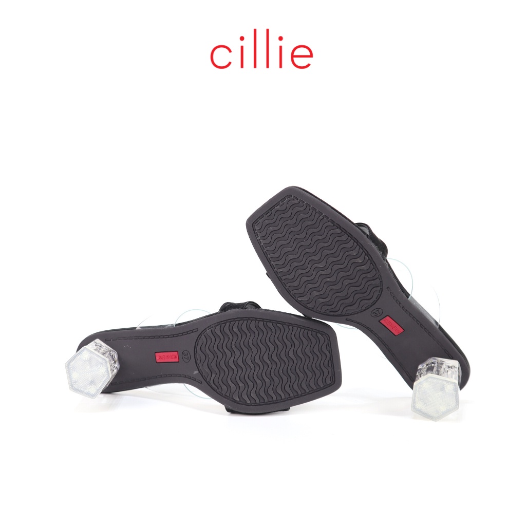 Dép guốc nữ quai ngang phối mika độc đáo gót trụ trong thanh lịch 7cm đi làm đi chơi dạo phố Cillie 1092