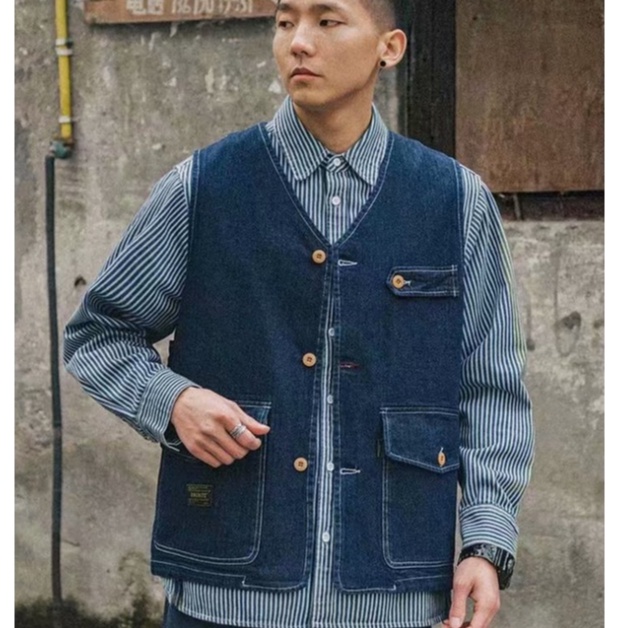 Áo Denim Sát Nách Kiểu Vintage Đơn Giản Thời Trang Cho Nam Và Nữ