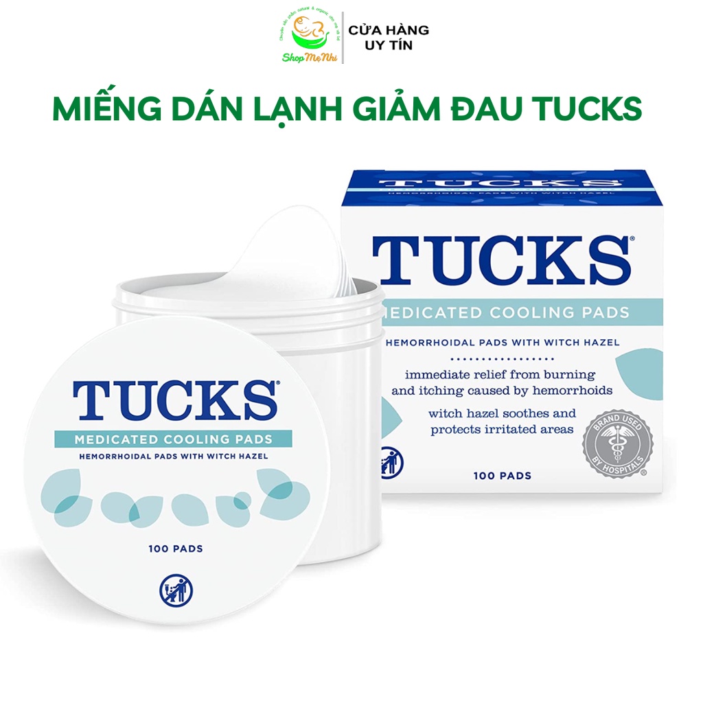 Miếng dán lạnh giảm đau sau sinh TUCKS Medicated Cooling Pads 100 miếng.