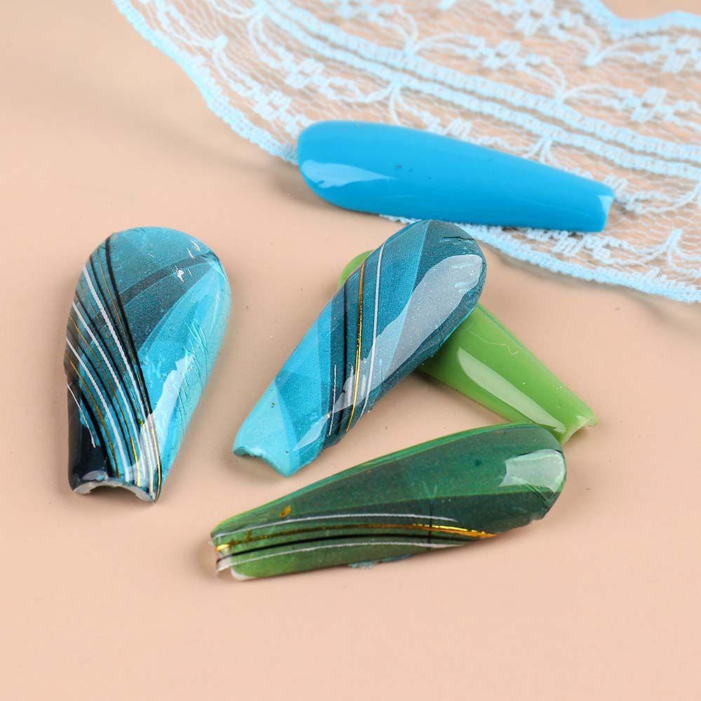Miếng Dán Trang Trí Móng Tay Tự Dính Họa Tiết Kẻ Sọc Nhiều Màu Sắc Lấp Lánh Kiểu Pháp Cổ Điển