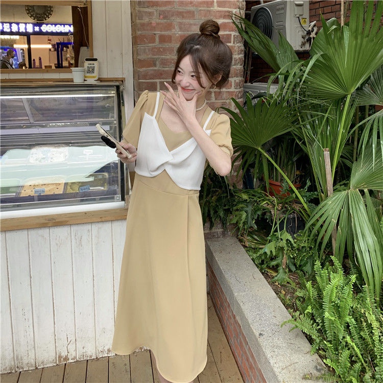 Đầm Dài Giả Hai Lớp Thời Trang Mùa Hè Thanh Lịch Cho Nữ