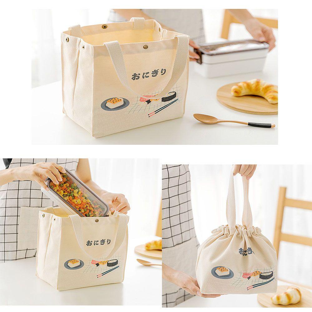 Túi Đựng Hộp Cơm Trưa Chất Liệu Dày Dặn Phong Cách Nhật Bản Tiện Dụng Mang Theo Dã Ngoại