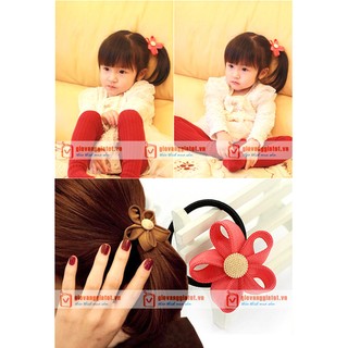 2 Thun cột tóc hoa handmade Hàn Quốc