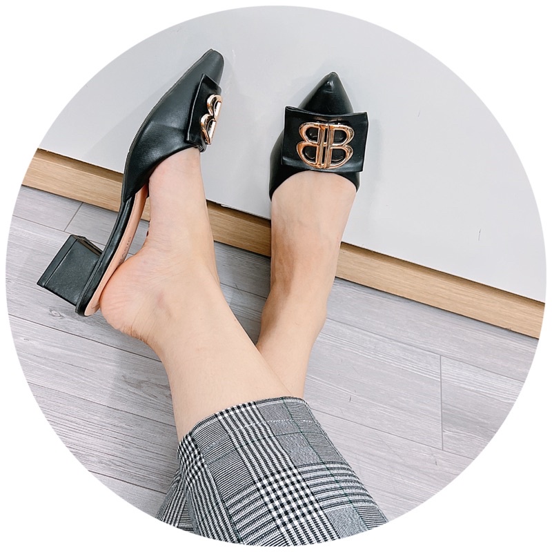 Sục nữ cao gót 4cm gót vuông da mềm chuẩn size tag BB